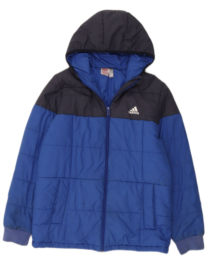 Jachetă căptușită cu glugă Adidas pentru băieți 15-16 ani, albastru, poliester