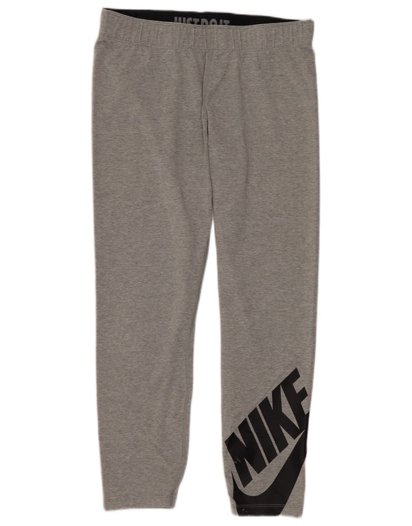 Leggings crop grafic Nike pentru femei UK 14 Sporturi mari din bumbac gri
