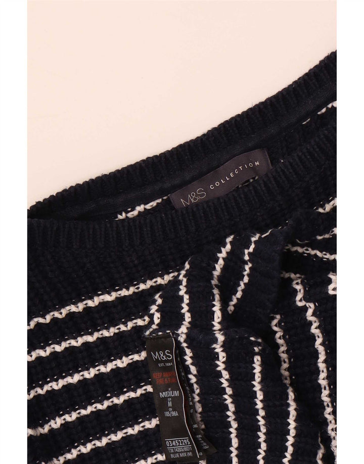 Marks & Spencer Womens Boat Neck Jumper Sweater UK 14 Medium Navy Blue