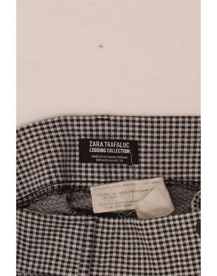 Pantaloni tăiați Trafaluc pentru femei Zara Medium L28 L26 Black Houndstooth