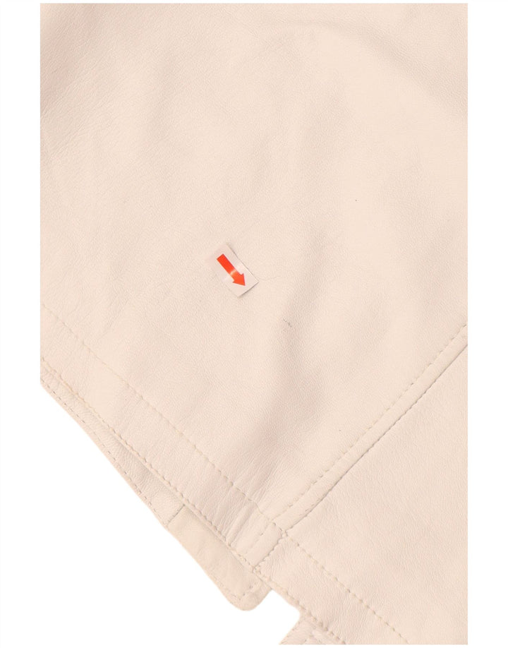VINTAGE Gilet din piele pentru femei UK 12 Medium White