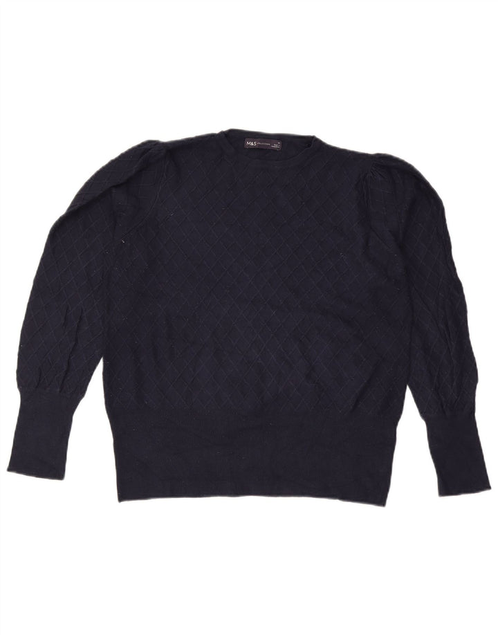Pulover pentru femei Marks & Spencer cu decolteu triplu UK 14 Medium Bleumarin