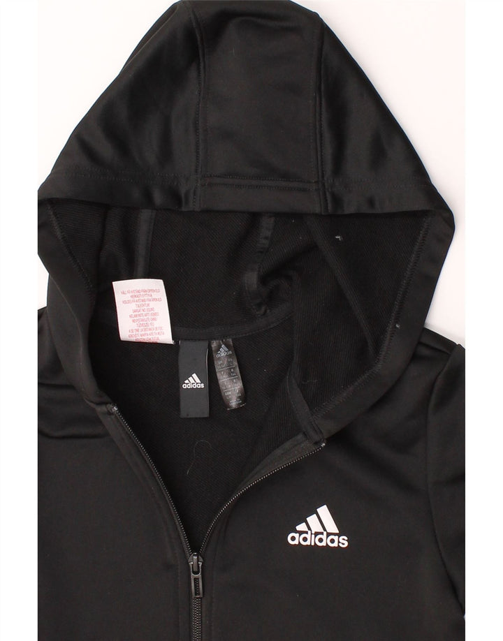 ADIDAS Boys Graphic Zip Hoodie Sweater 13-14 Years Black Polyester Vintage Adidas and Second-Hand Adidas from Messina Hembry 