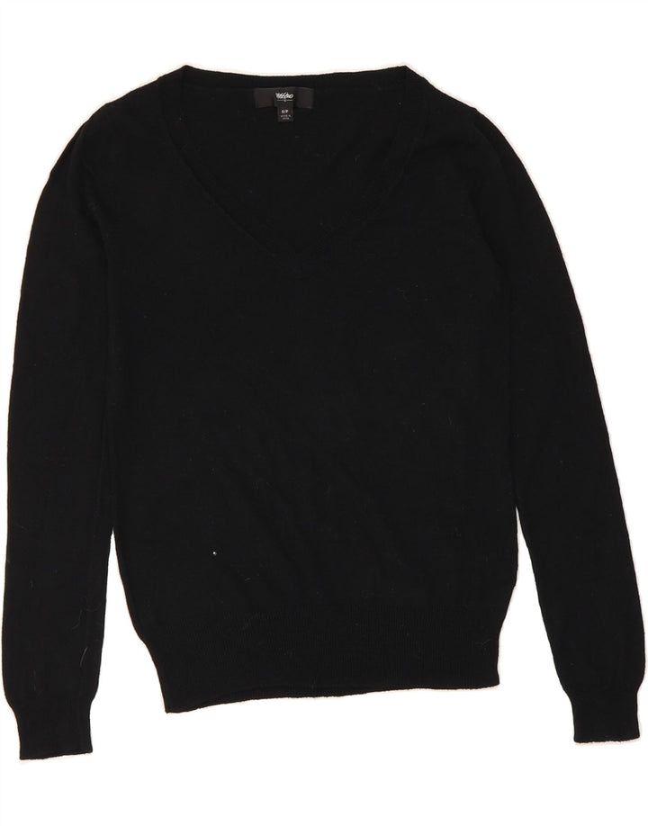 MOSSIMO Womens V-Neck Jumper Sweater UK 10 Small Black Nylon Vintage Mossimo and Second-Hand Mossimo from Messina Hembry 