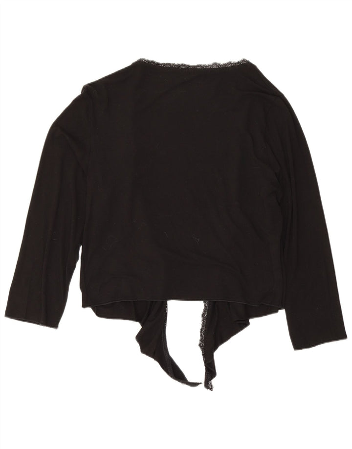 Phase Eight Pulover cardigan pentru femei cu cravată în față UK 14, viscoză medie neagră