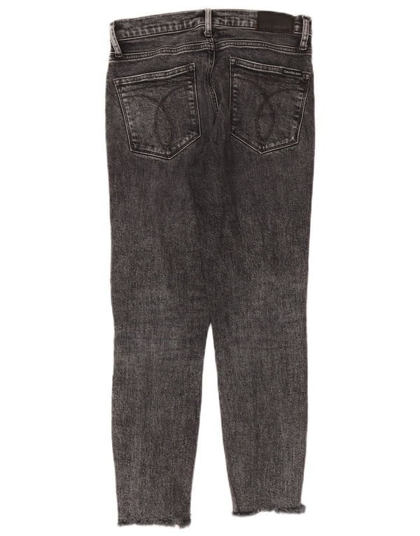 Calvin Klein, blugi tăiați, distressed skinny, W27 L26 gri