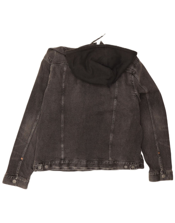 Jachetă de blugi cu glugă pentru bărbați American Eagle UK 42 XL bumbac gri