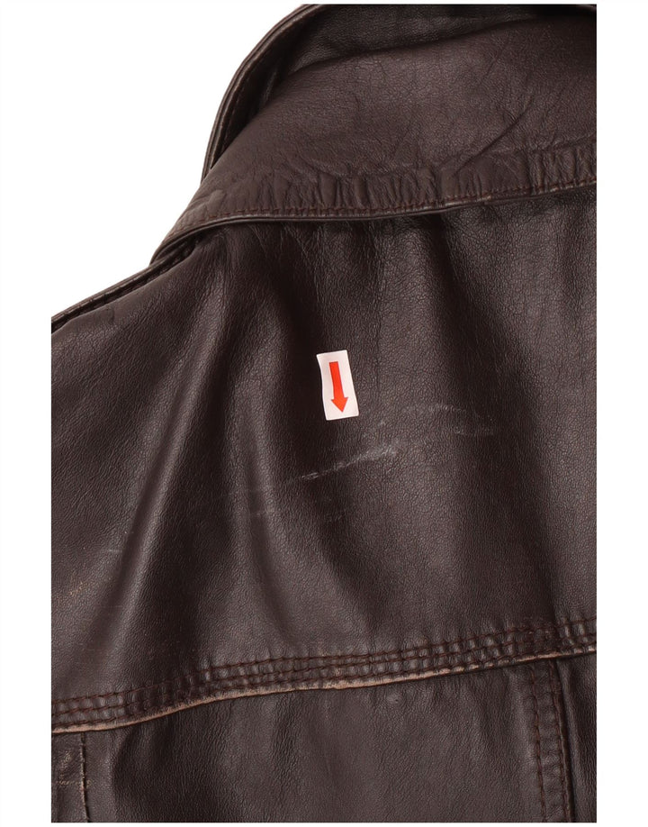 Jachetă militară din piele pentru bărbați Superdry UK 40, maro, piele mare