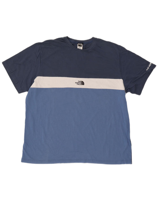 The North Face Mens T-Shirt Top 2XL Blue Colourblock Cotton