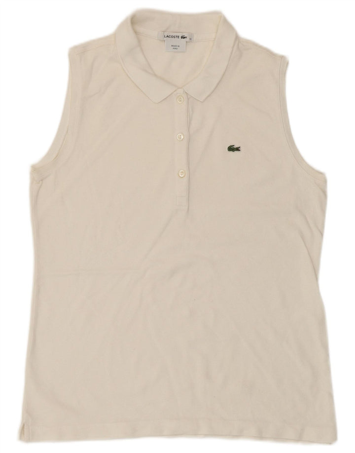 Tricou polo fără mâneci pentru femei Lacoste Mărimea 42 mare alb