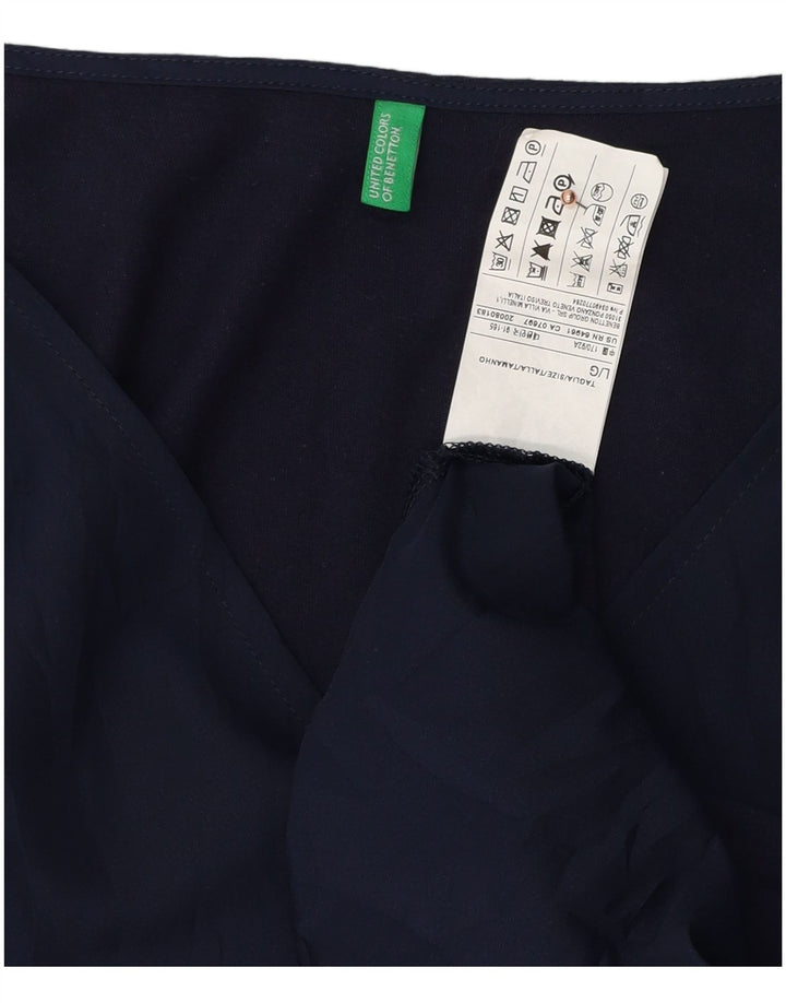 BENETTON Top pentru femei cu mâneci 3/4 UK 16 mare, albastru bleumarin, bumbac