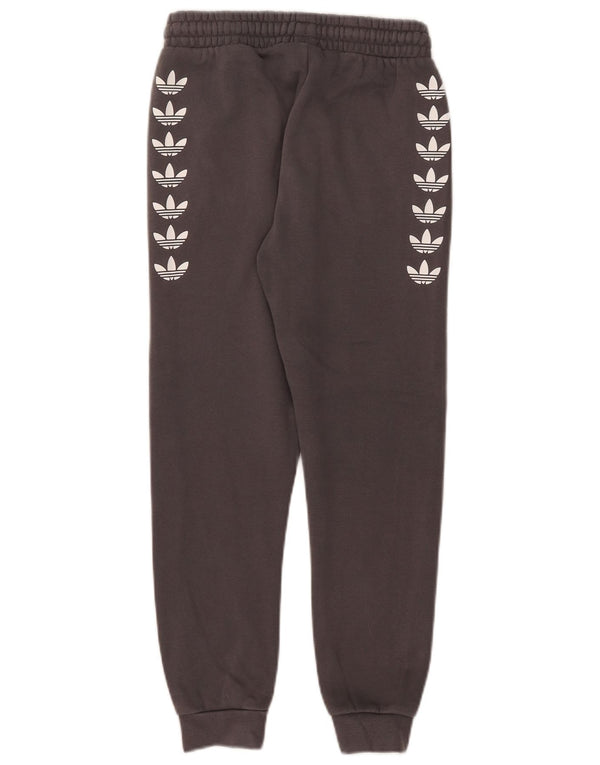Adidas Boys Graphic Tracksuit Trousers Joggers 11-12 Years Grey Cotton