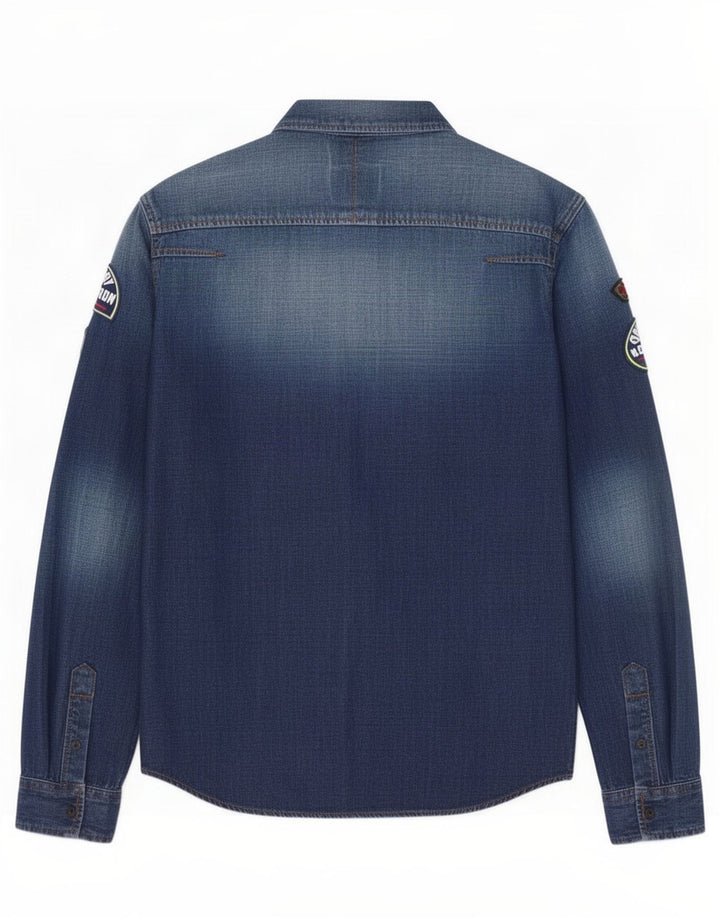 Cămașă de blugi pentru bărbați Superdry, bumbac albastru mic
