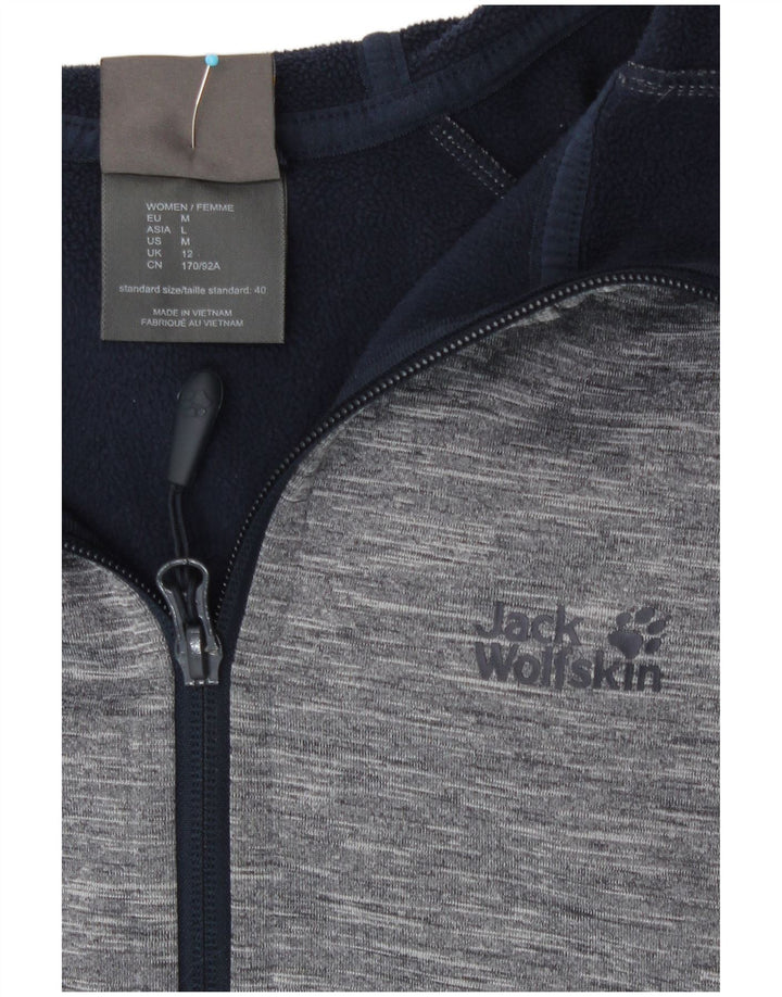 Jack Wolfskin Pulover cu capotă cu fermoar pentru femei UK 12 Poliester cu pături gri mediu