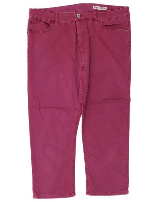 Pantaloni Capri cu talie înaltă pentru femei Marks & Spencer UK 16 Large W34 L21 Violet