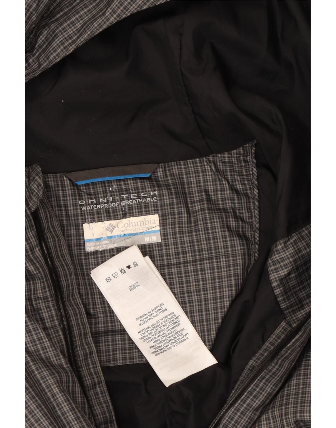 Jachetă de vânt cu glugă Columbia Omni-Tech pentru bărbați UK 38 Medium Gri Vichy