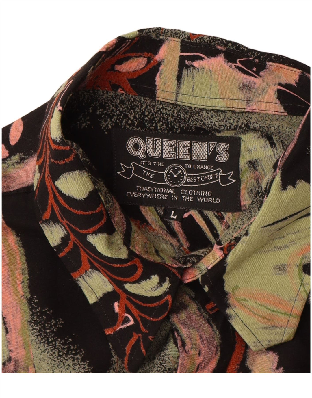 Cămașă vintage pentru bărbați cu model abstract, vâscoză florală multicoloră mare