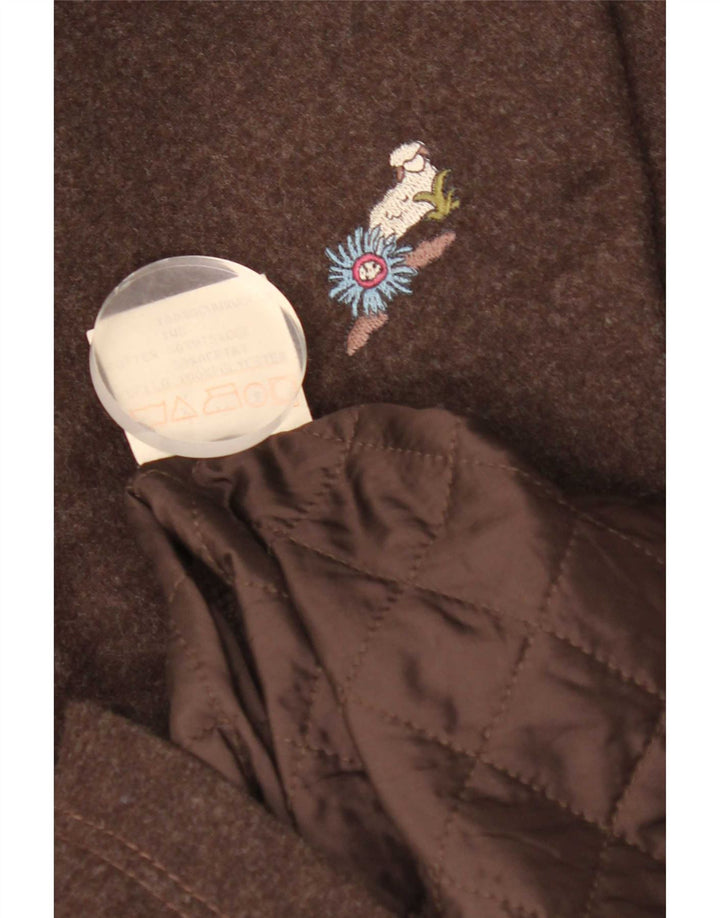 Jachetă Parka cu glugă supradimensionată pentru femei Vintage UK 10 Lână maro mică