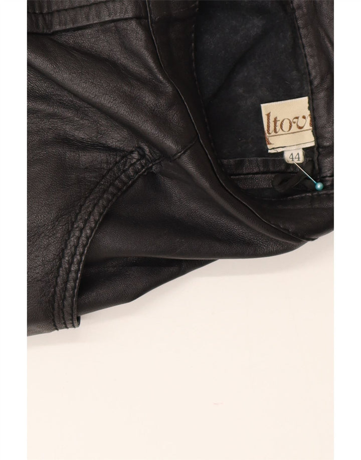 Fusta Mini din piele Vintage pentru femei IT 44 Medium W28 Negru