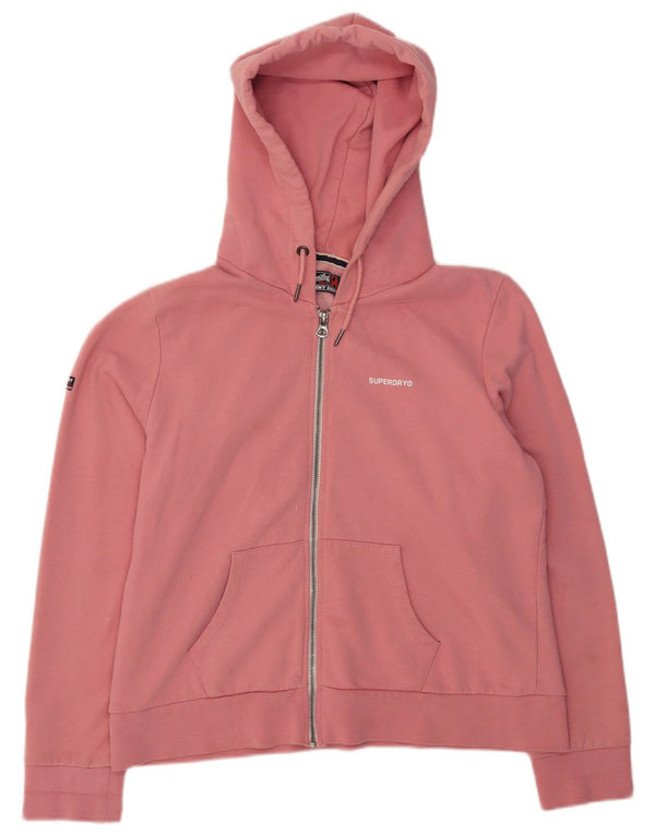 Pulover Superdry pentru femei cu fermoar, UK 16, bumbac roz mare