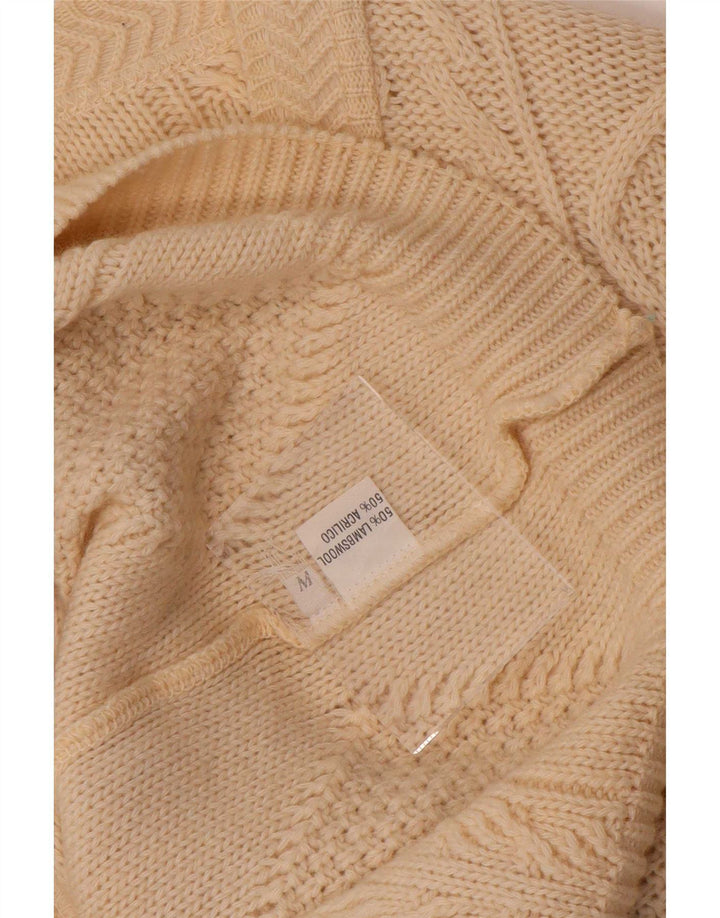 Pulover Cardigan Vintage pentru Damă UK 14 Medium Beige Lână