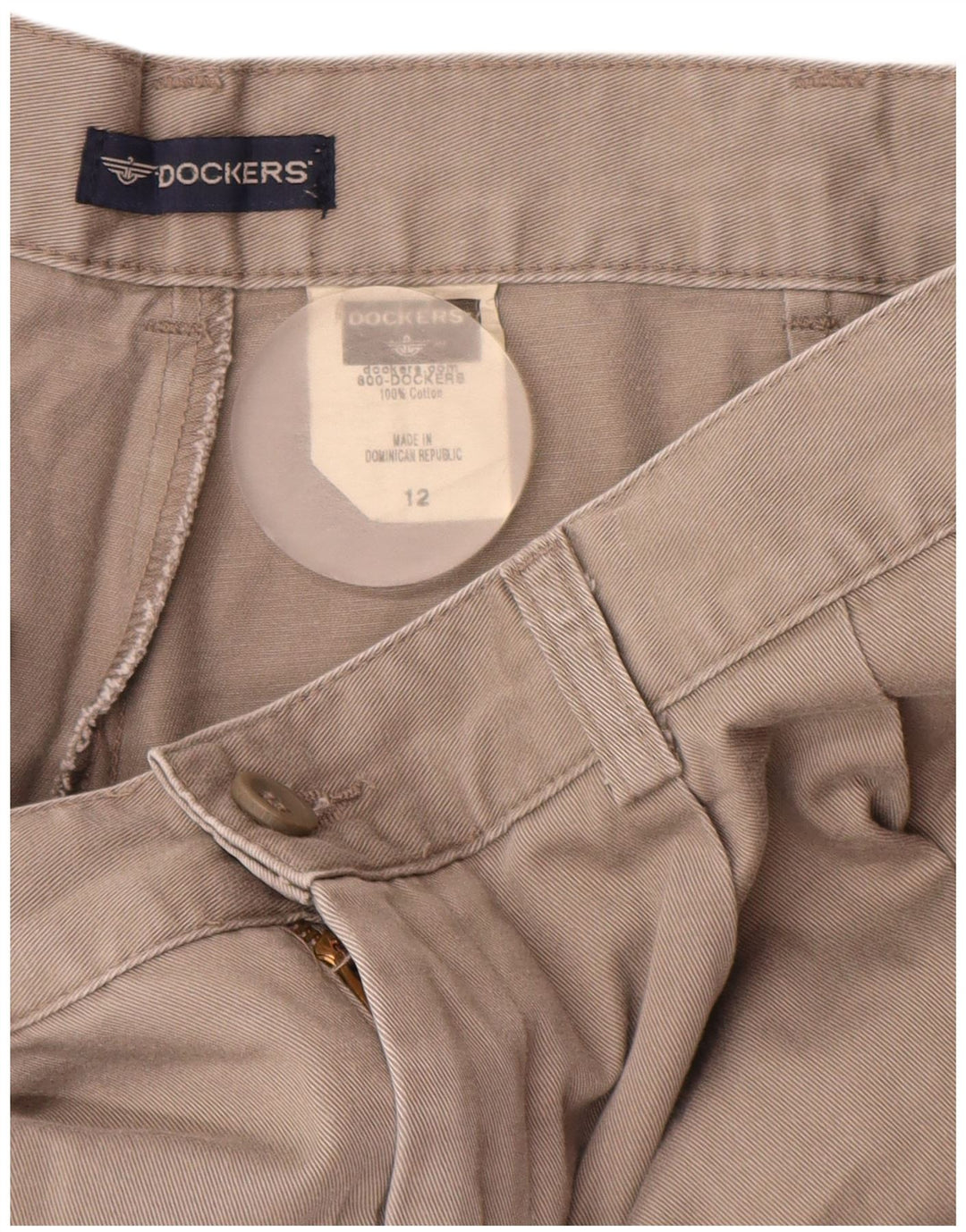 DOCKERS Pantaloni scurti chino cu talie înaltă pentru femei US 12 mari W28 bumbac gri