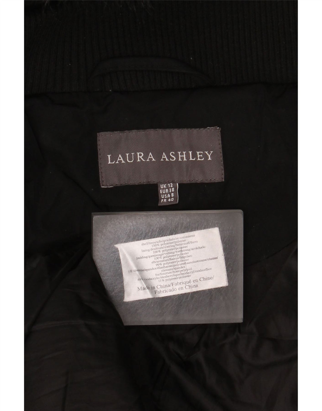 Jachetă căptușită cu glugă pentru femei Laura Ashley UK 12 Poliester mediu negru