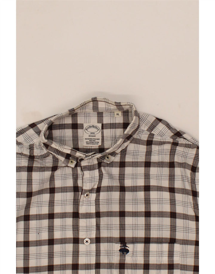BROOKS BROTHERS Mens Shirt XL Grey Check Cotton Vintage Brooks Brothers and Second-Hand Brooks Brothers from Messina Hembry 