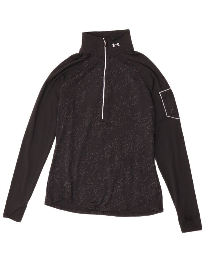 Top de trening Under Armour pentru femei Pullover UK 12 Medium Black Spotted