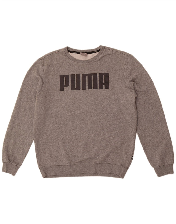 Pulover grafic pentru bărbați Puma, bumbac cu pete, gri mediu