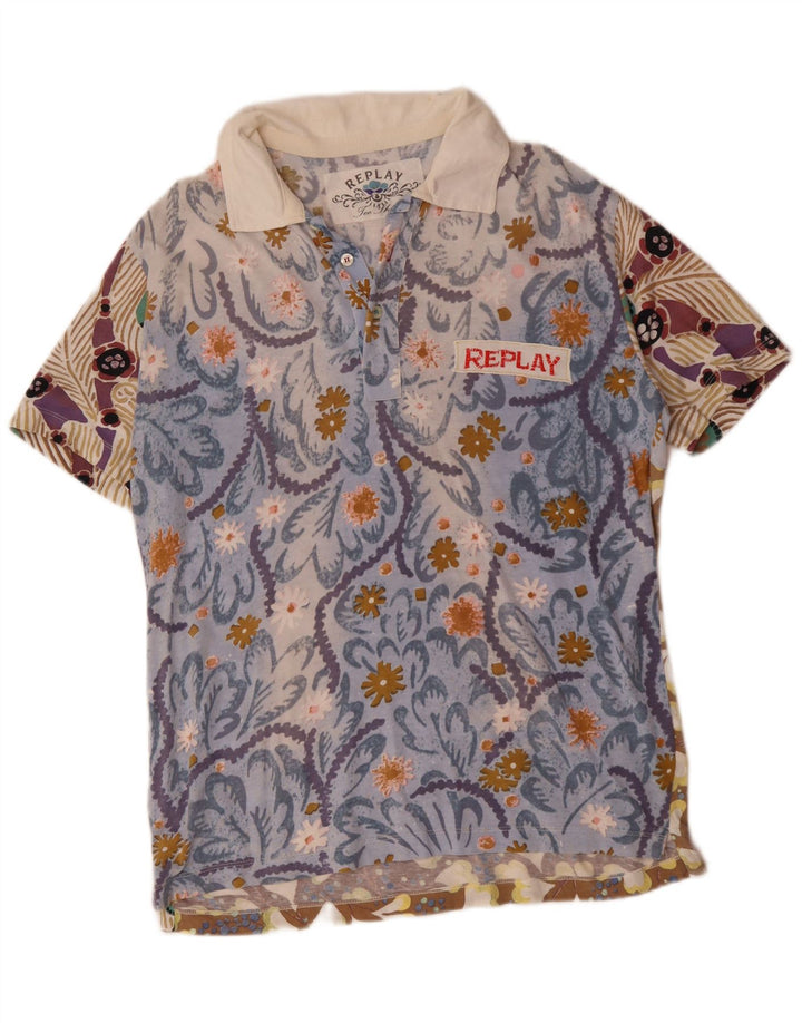 REPLAY Tricou Polo pentru bărbați Bumbac Floral Multicolor Mediu