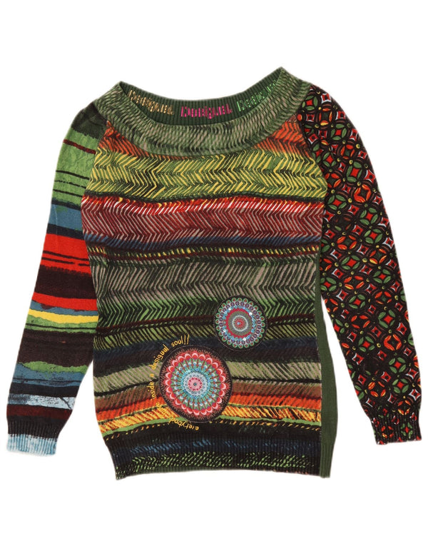 Pulover pentru femei Desigual cu gât de barcă UK 14 Medium Multicolor