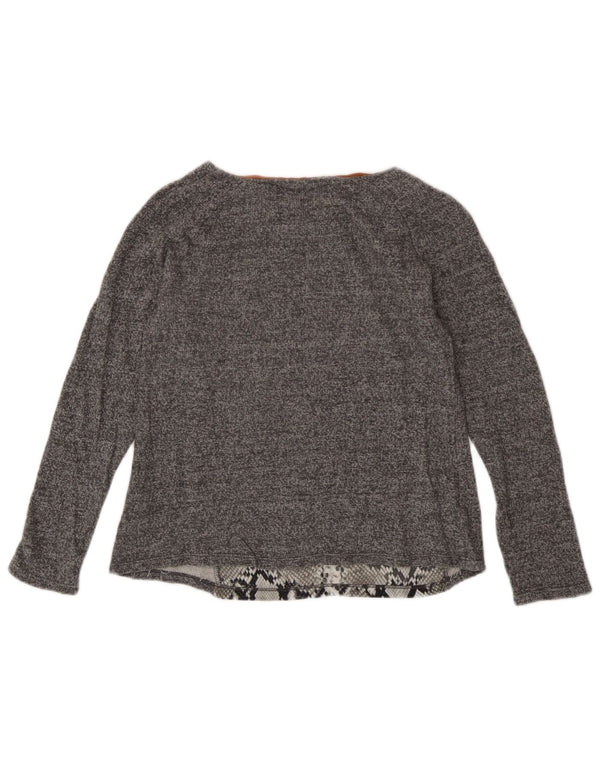 Crop Top pentru femei Zara cu mânecă lungă UK 12, bumbac cu imprimeu animal, gri mediu