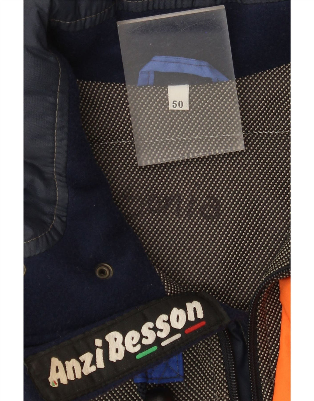 Jachetă de schi cu glugă grafică pentru bărbați Anzi Besson IT 50, mare, albastru, color block