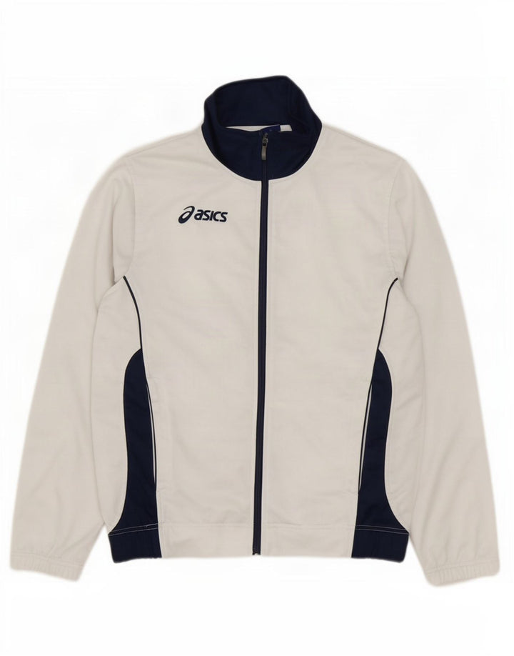 Jachetă de trening Asics pentru bărbați, albă, mică, din poliester