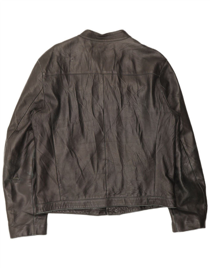 Jachetă din piele vintage pentru femei cu fermoar IT 54 2XL din piele maro