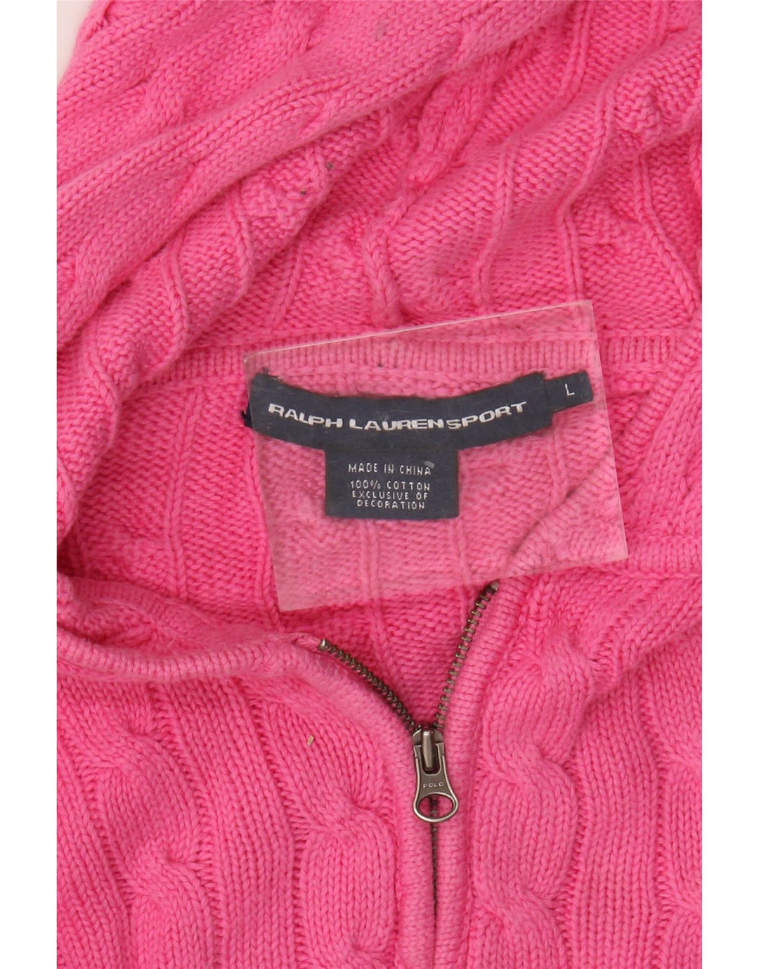 Pulover cardigan cu glugă pentru femei Ralph Lauren UK 16 mare bumbac roz