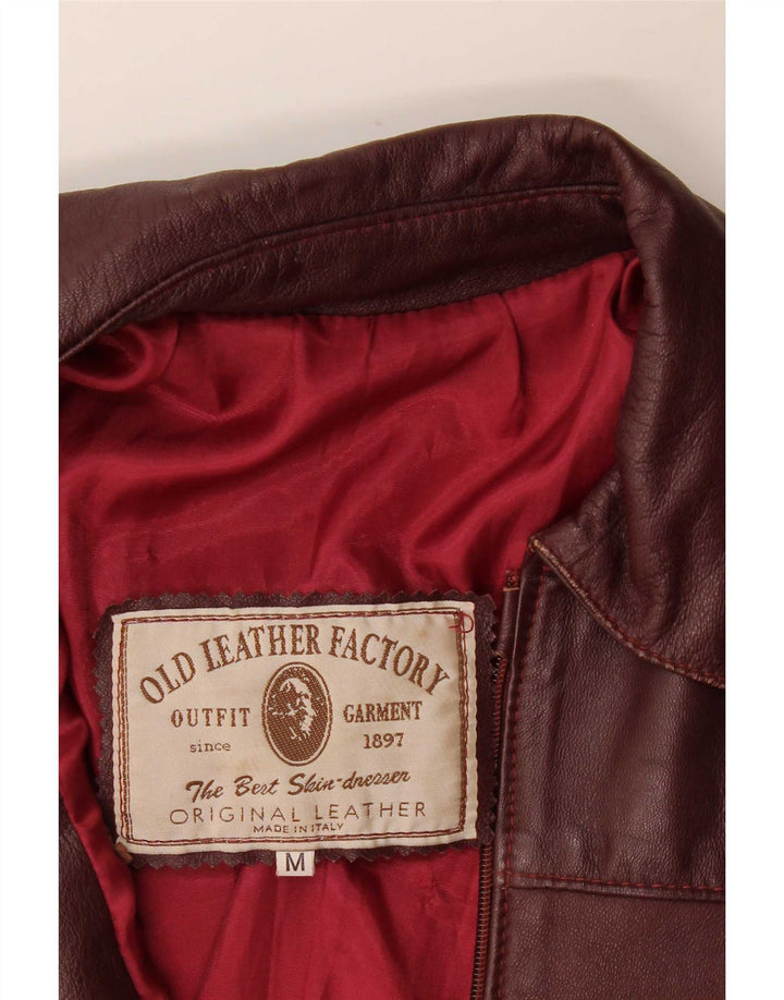 Jachetă de piele vintage pentru femei UK 14 Burgundy mediu
