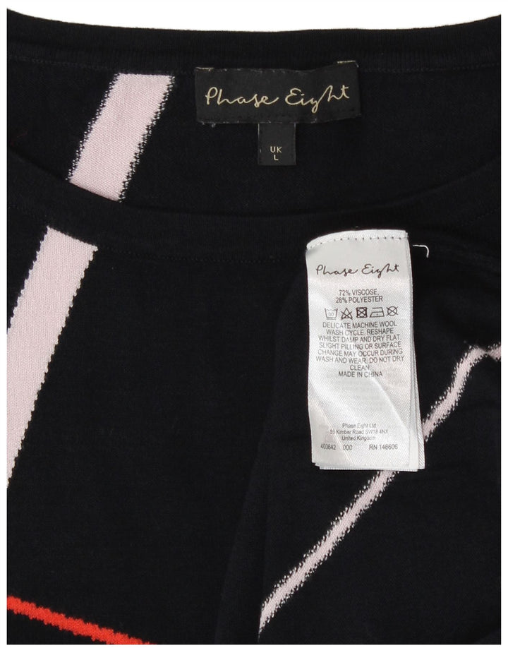 Phase Eight Pulover pentru femei cu decolteu triplu UK 16 mare, negru, geometric
