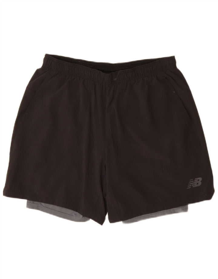 Pantaloni scurți sport New Balance pentru bărbați, mari, negru, poliester color bloc
