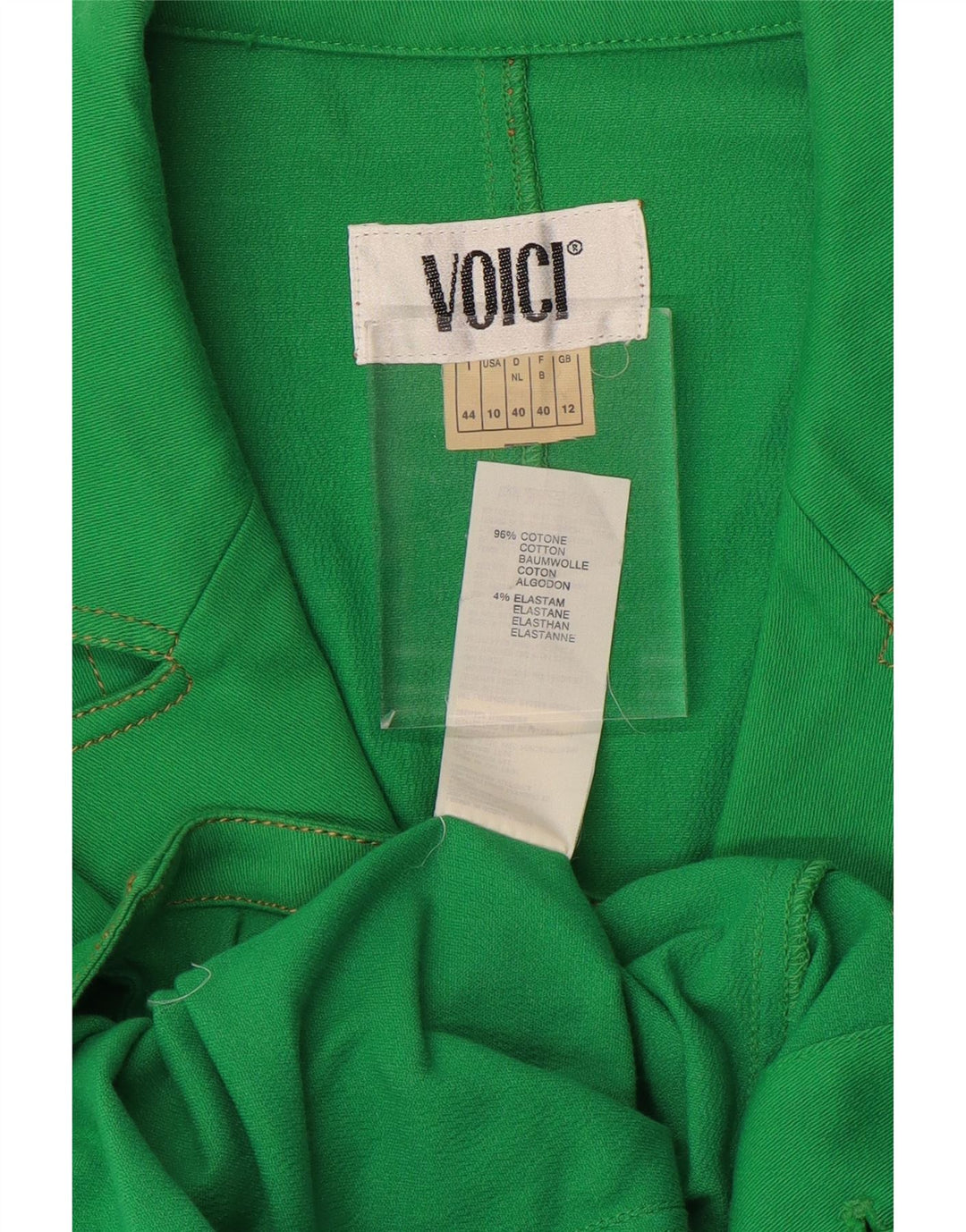VINTAGE Womens 3/4 Sleeve 2 Button Blazer Jacket UK 12 Medium Green Cotton