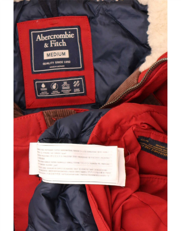 Palton căptușit cu glugă Abercrombie & Fitch pentru bărbați UK 38 Poliester roșu mediu