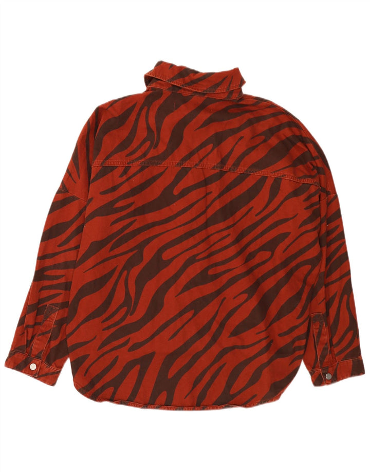 Cămașă de blugi supradimensionată pentru femei Zara UK 14 Medium Red Animal Print