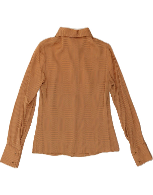 VINTAGE Womens Shirt UK 10 Small Beige Geometric