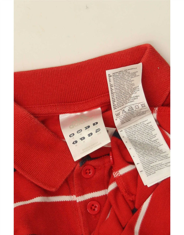 Tricou polo Adidas pentru bărbați, bumbac cu dungi roșii medii