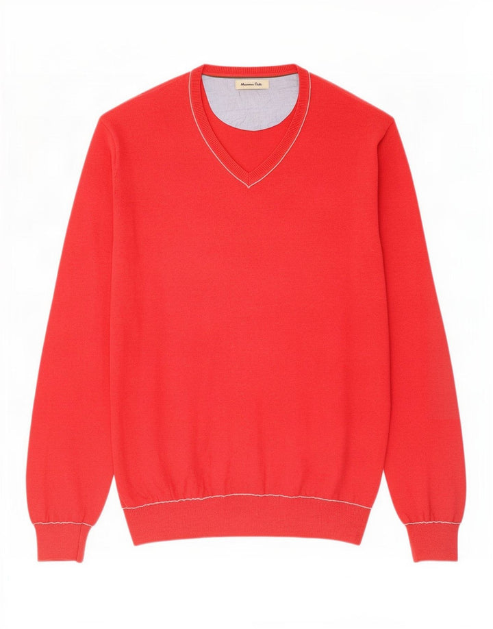 Massimo Dutti Pulover cu decolteu în V pentru bărbați, XL, roșu