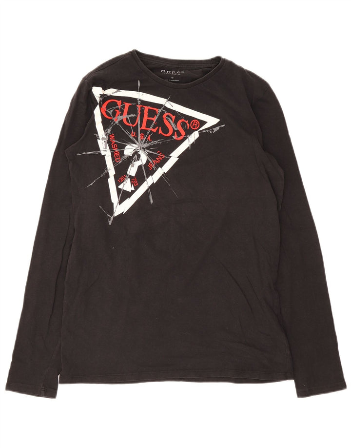 Guess Boys Top grafic cu mânecă lungă 15-16 ani, negru