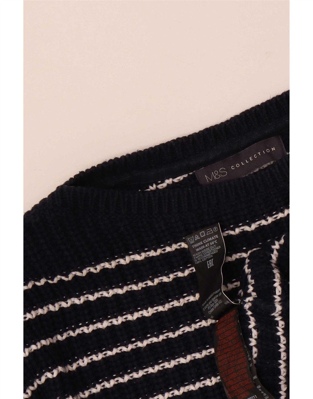 Marks & Spencer Womens Boat Neck Jumper Sweater UK 14 Medium Navy Blue
