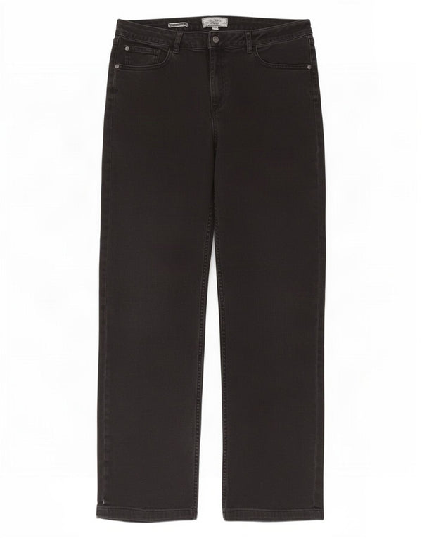 Fat Face Blugi drepti pentru femei UK 14 Large W34 L30 Bumbac negru