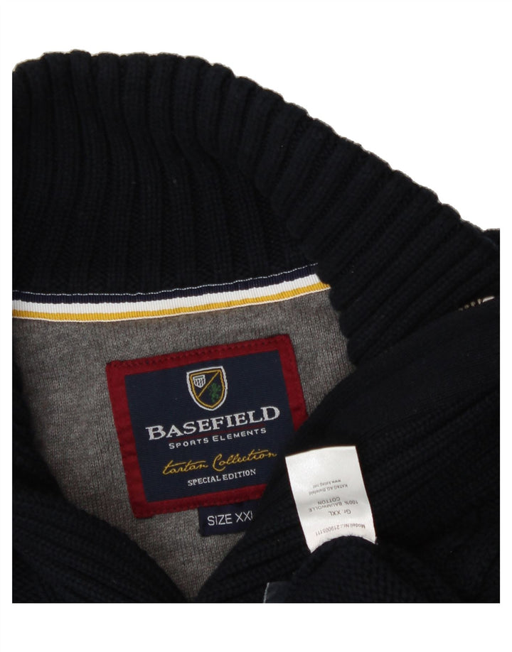 BASEFIELD Mens Yale University Button Neck Jumper Sweater 2XL Navy Blue Vintage Basefield and Second-Hand Basefield from Messina Hembry 